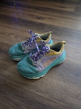 Hoka Women's Teal, Purple and Gold Running Sneakers
